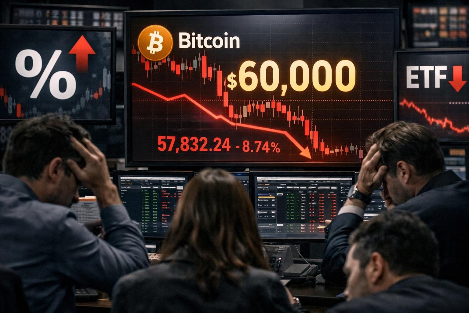 bitcoin jatuh di bawah $60.000 di tengah ketidakstabilan suku bunga dan aliran keluar etf yang terus berlanjut, menandai gejolak pasar yang signifikan.