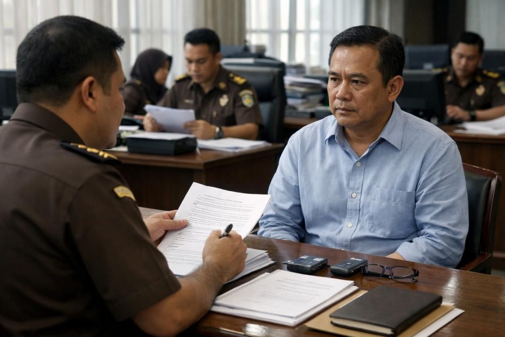 penjelasan mengenai dasar hukum yang digunakan kejagung untuk memeriksa febrie sebagai saksi setelah diterbitkannya surat perintah penyidikan baru.