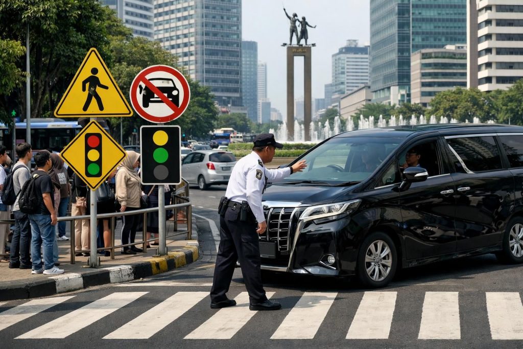 pelajari pelajaran penting dari insiden satpam dan alphard di bundaran hi serta aturan khusus untuk pelican crossing yang wajib diketahui demi keselamatan bersama.