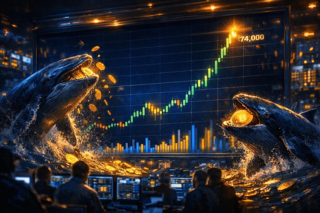 prediksi harga bitcoin terbaru menunjukkan potensi kenaikan btc hingga $74k karena aktivitas pembelian besar dari paus. pantau tren pasar dan peluang investasi kripto terkini.