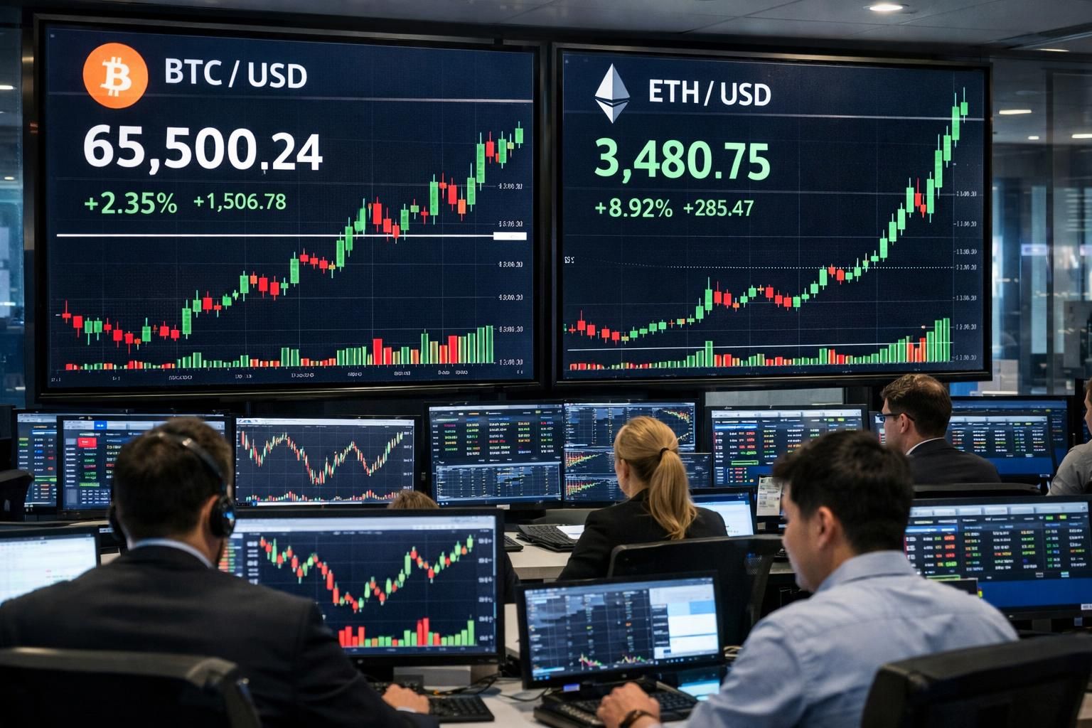 dapatkan pembaruan langsung tentang pasar kripto terbaru: ether memimpin kenaikan sementara bitcoin diperdagangkan sekitar $65.500. ikuti perkembangan harga dan analisis terkini di sini.