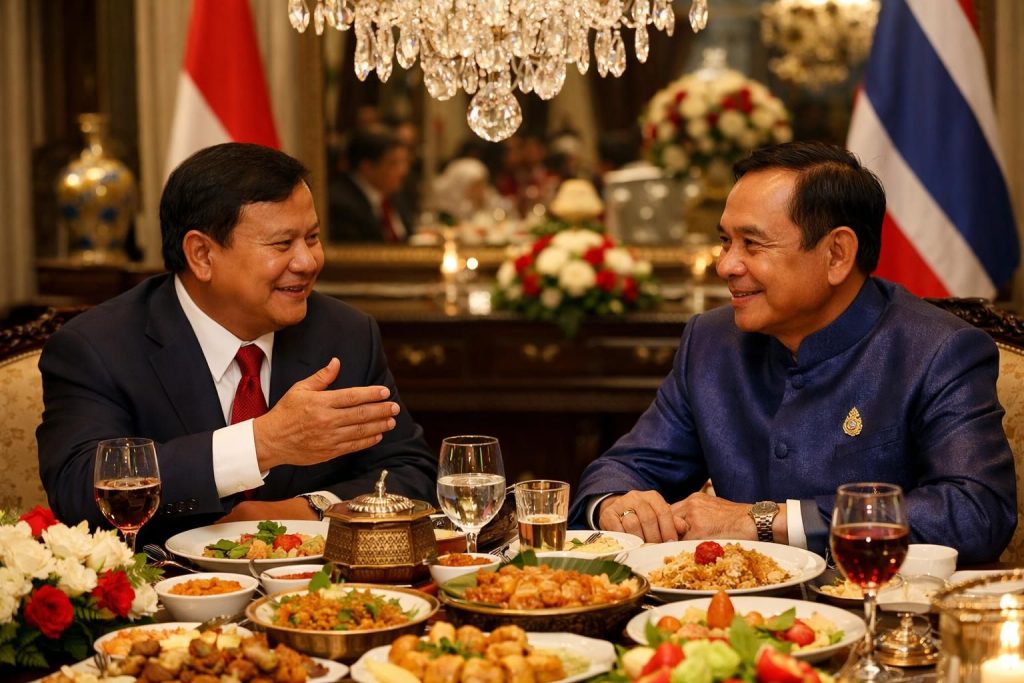 prabowo menggelar jamuan makan malam persahabatan yang hangat, mendapat pujian dari perdana menteri thailand atas upaya mempererat hubungan bilateral.